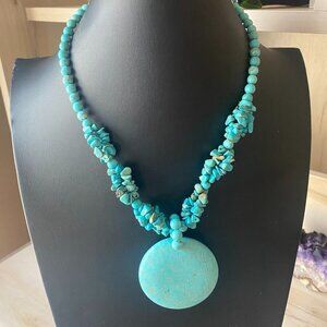 Henry Designs HDNY chunky southwestern bright blue dyed howlite pendant necklace